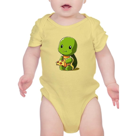 Cartoon Turtle Eating Pizza Bodysuit Infant -Image by Shutterstock,  12 Months