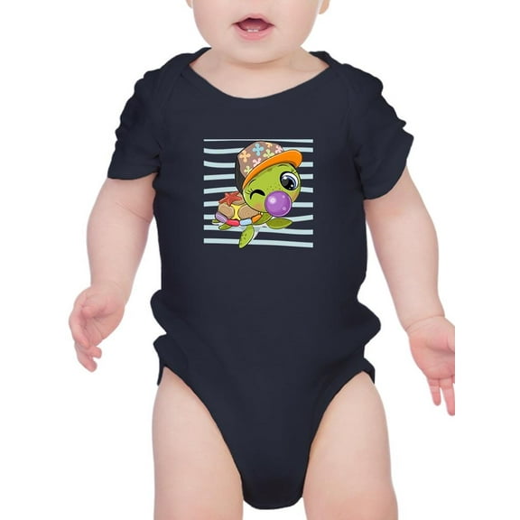 Cartoon Turtle Hat Bubblegum Bodysuit Infant -Image by Shutterstock,  6 Months