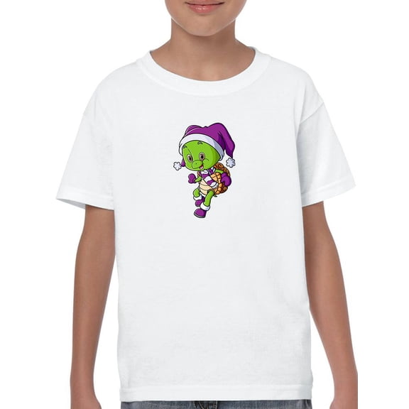 Cartoon Turtle Ready For Winter T-Shirt Juniors -Image by Shutterstock,  Small
