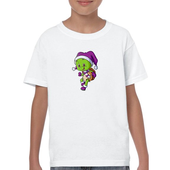 Cartoon Turtle Ready For Winter T-Shirt Juniors -Image by Shutterstock,  x-Large
