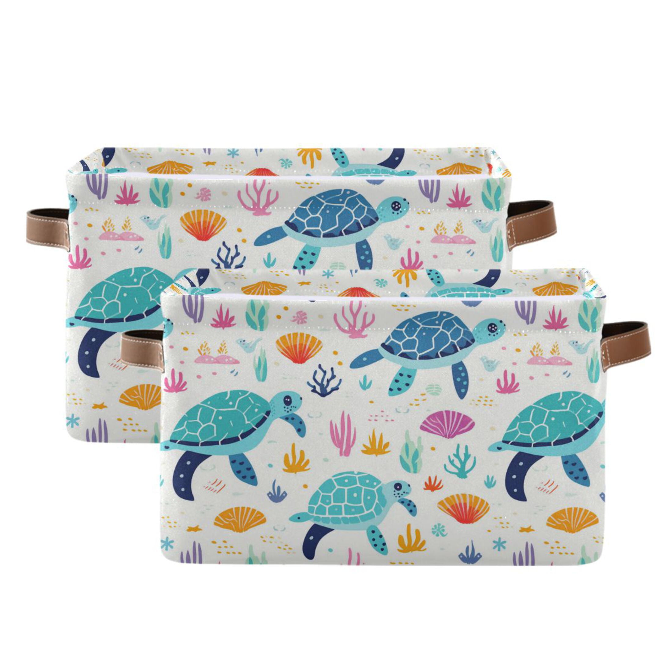 Cartoon Turtle Shells Seaweeds Storage Bins with Handle Fabric ...