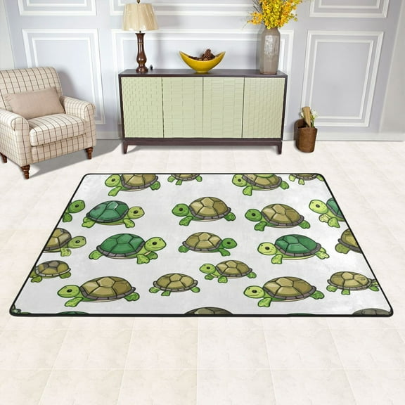 Cartoon Turtles Area Floor Mats 36" x 24" Soft Non-Slip Large Rugs Nursery Memory Foam Carpets Living Room Doormat for Bedroom Dinning Decor
