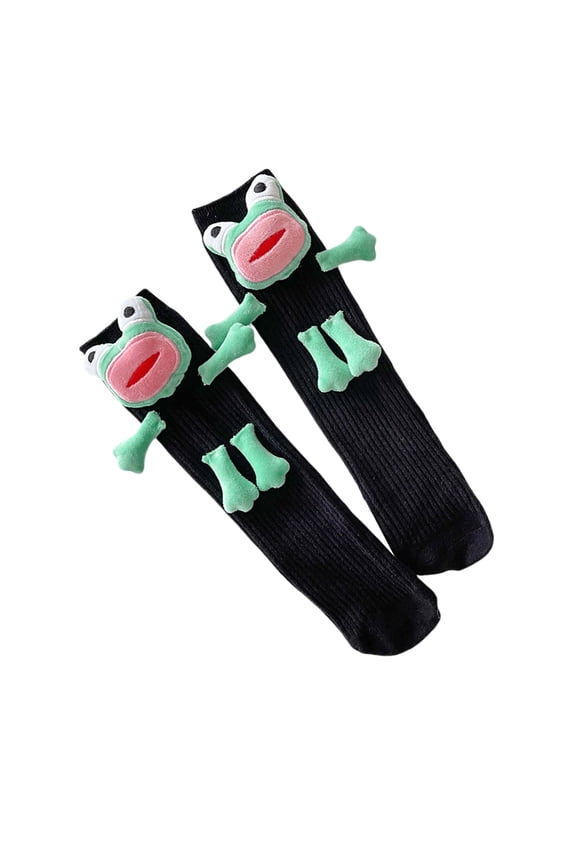 Cartoon Ugly Frogs Calf Socks for Women and Teens Novelty Funny Middle Tube Socks for Casual and Cosplay Party Gift