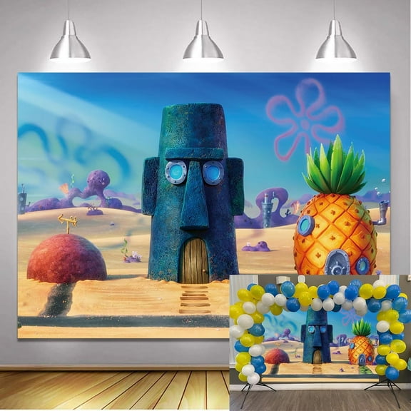 Cartoon Underwater World Photo Background 6x4 Feet Animated Theme Pineapple House Photography Backdrop 1 2 3 Birthday Baby Shower Party Decoration Banner Supplies