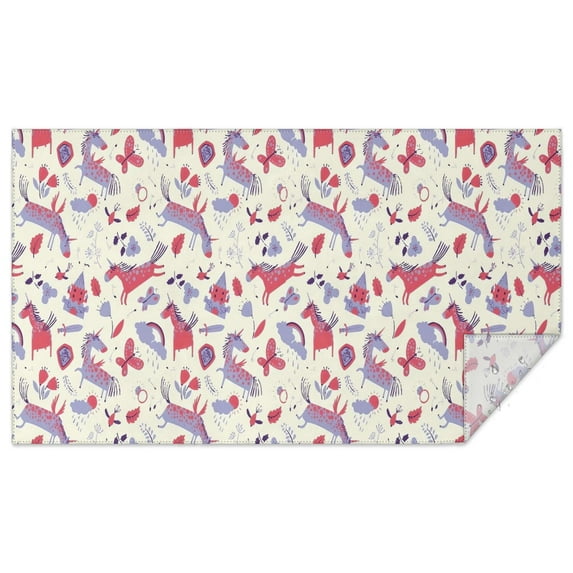 Cartoon Unicorn Butterfly Flower Pattern Rectangle Tablecloth 60"x102",Waterproof Polyester Rectangle Table Cloth, Wipeable Spillproof Polyester Tablecloth for Dining, Camping, Indoor and Outdoor