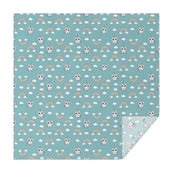 Cartoon Unicorn Cat Rainbow Cloud Pattern Square Tablecloth,Waterproof Square Table Cover,Wipeable Spillproof Washable Table Cover for Home Kitchen Party Decor 42"X42"(107x107cm)
