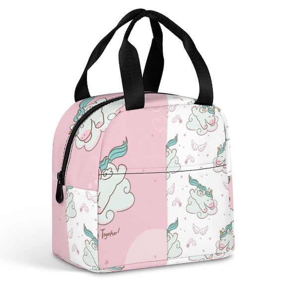 Cartoon Unicorn Large Capacity Lunch Bag Insulated Lunch Box for Men Women Travel Office Picnic Portable Lunch Tote Bag