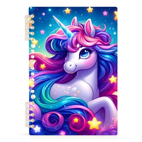 Cartoon Unicorn Rainbow Stars Spiral Journal Notebook College Ruled Notebook 8.3" x 5.7" A5 Lined Thick Paper Page