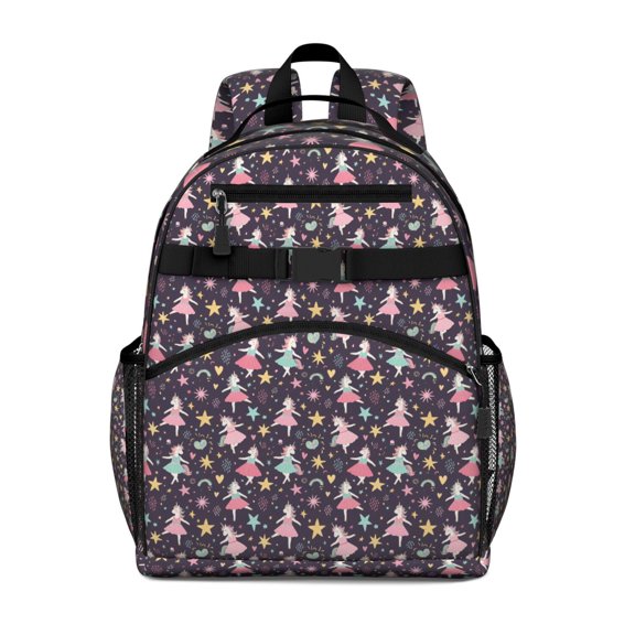 Cartoon Unicorn Star Heart Pattern Backpack for School,Cute School Bag,Schoolbag with Adjustable Shoulder Straps & Padded Back,15.25"x11.5"x5.25"