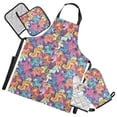 thumbnail image 1 of Cartoon Unicorns and Horses 5 Pcs Kitchen Set Heat Resistant Oven Mitts and Non-Slip Pot Holders with Adjustable Cooking Apron, 1 of 6