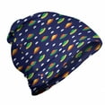 thumbnail image 1 of Cartoon Unisex Beanie, Ufo Playful Drawing, Hiking Outdoors, Indigo and Multicolor, by Ambesonne, 1 of 1