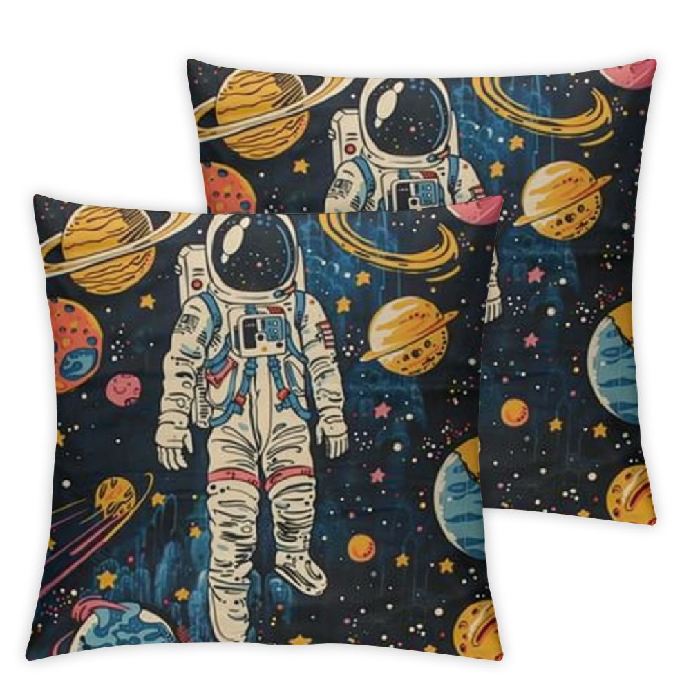 Cartoon Universe Throw Pillow Cover, Space Astronaut Decorative