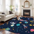 thumbnail image 1 of Cartoon Universe Space Large Area Rugs 8x10 ft Watercolor Earth Planet Cute Astronauts Washable Rug Non Slip Indoor Carpet Absorbent Floor Mat for Living Room Bedroom Dining Room, 1 of 9