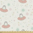 thumbnail image 1 of Ambesonne Cartoon Fabric by the Yard Upholstery, Pastel Space Cats and Stars, 1 Yard, Eggshell Multicolor, 1 of 5