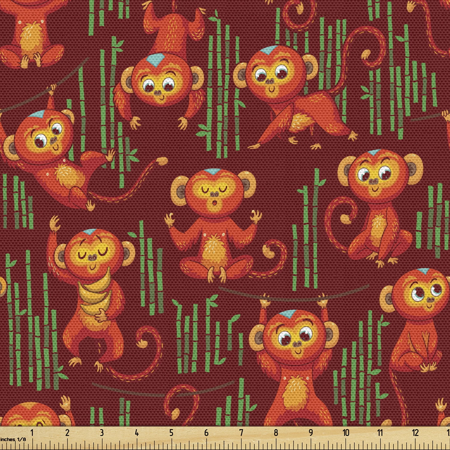 Monkey Pattern Material Cartoon Upholstery Fabric by the Yard, Pattern with Funny Monkeys ...