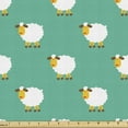 thumbnail image 1 of Ambesonne Cartoon Fabric by the Yard Upholstery, Sheep Bedtime Motif, 5 Yards, Sea Green Orange White, 1 of 5