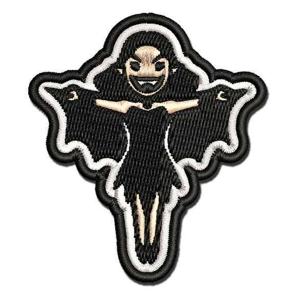 Cartoon Vampire Woman Halloween Applique Multi-Color Embroidered Iron-On Patch - 3.5 Inch Large