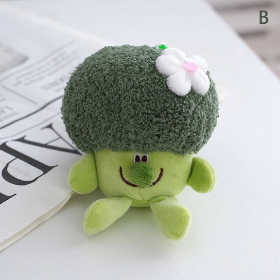 Cartoon Vegetable Doll Keychains For Bag Accessories Winter Cute Plush Keychains For Women Green Broccoli Doll Keyring