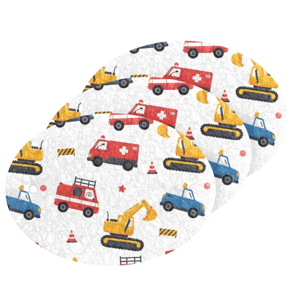 Cartoon Vehicles Cellulose Cleaning Sponge Set 3 Pack Compressed Kitchen Scrubber for Dishes