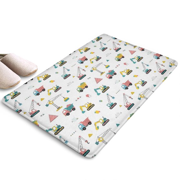 Cartoon Vehicles Geometric Shapes Flannel Non Slip Door Rugs,Washable Door Mats Indoor,Decorative Door Mats,Dirt-Resistant and Absorbent Doormat for Entrance,Bedroom,Kitchen,Bathroom,31.5"x17"