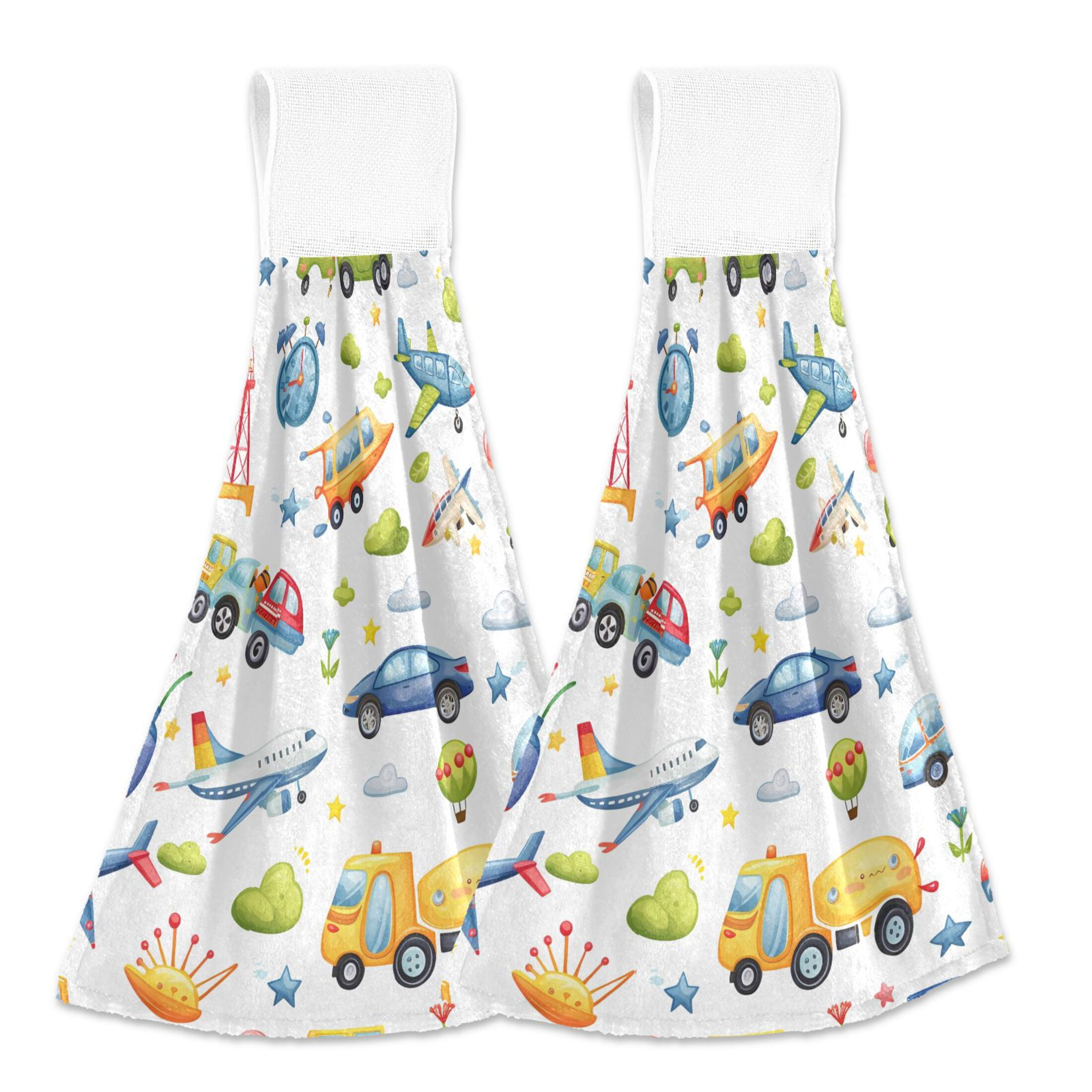 Cartoon Vehicles And Aircraft 2pcs Bathroom Hanging Towels Velcro Soft cartoon-vehicles-and-aircraft-2pcs-bathroom-hanging-towels-velcro-soft