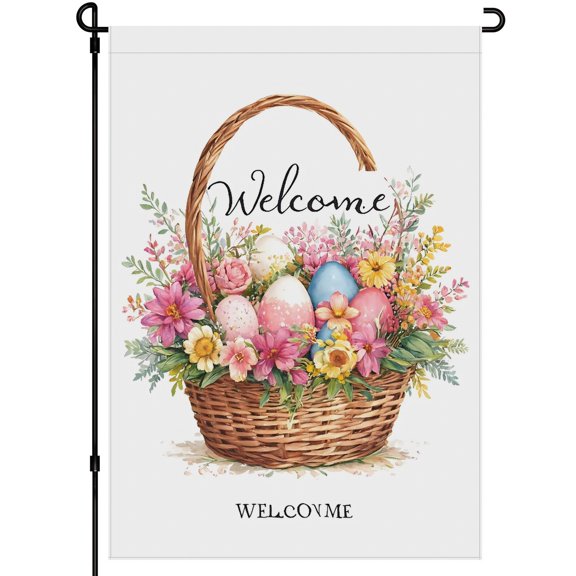 Cartoon Versatile Outdoor Garden Flag Flowers Cute Durable Garden Flag for Outdoor Colorful Easter Eggs Vivid Double Colored Yard Flag - for Yard Balcony Porch Deco (28x40inch)