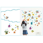 Cartoon Version of Sea World Wall Decal Sticker - DIY PVC Removable Transparent Film Self-Adhesive Mural Art Wall Decor for Living Room, Bedroom Kids Room Nursery TV Sofa Background