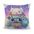 Cartoon Video Game Ghost Throw Pillow Covers Pink Purple Flowers