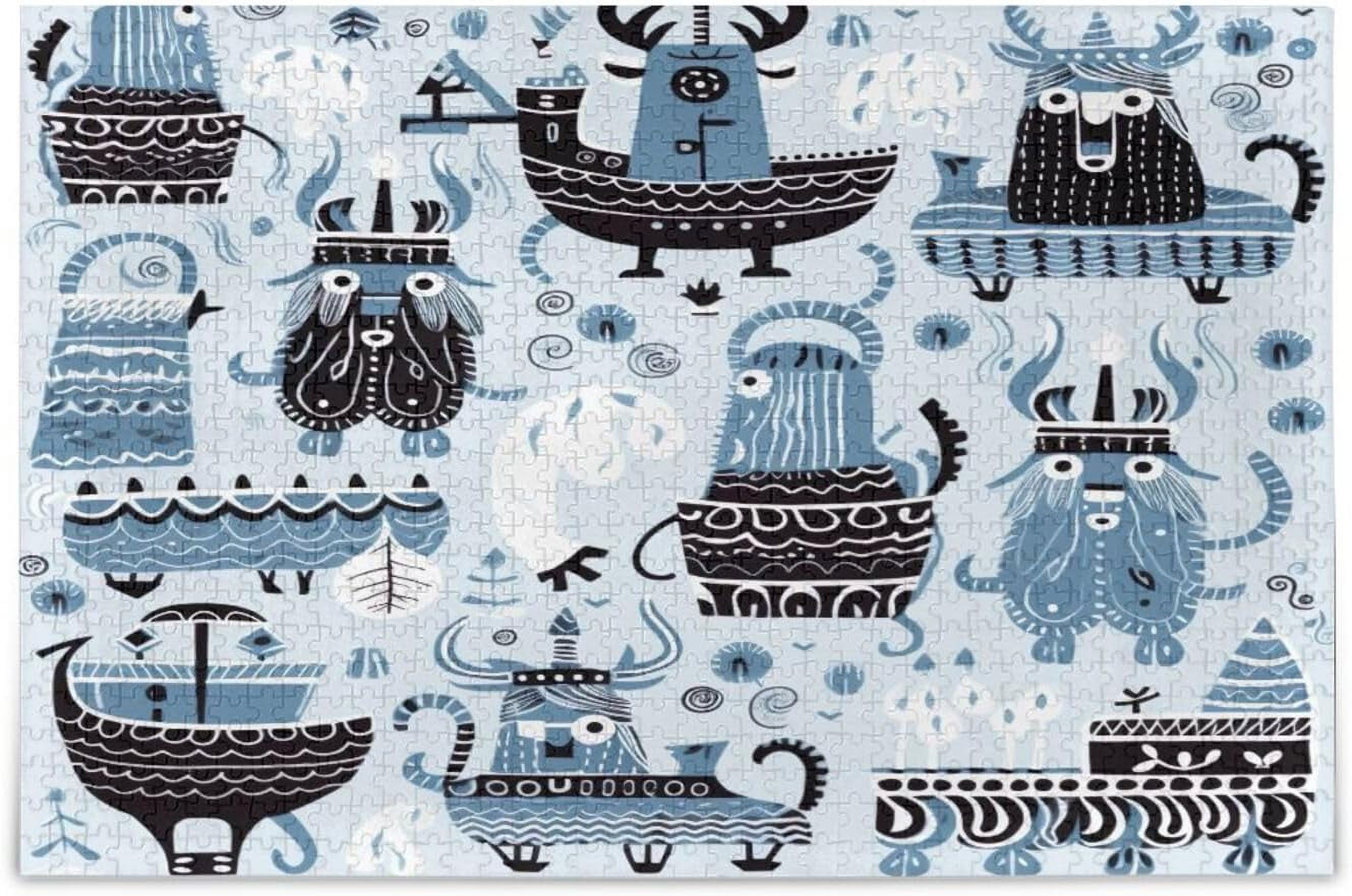 Viking Theme Jigsaw Puzzle 1000 Pieces For Adults | Wooden Puzzle, Norse Mythology Design, Ragnar Odin Thor