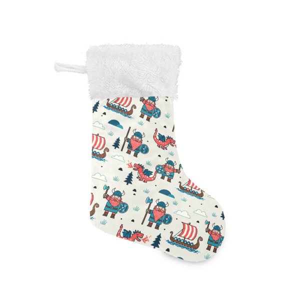 Cartoon Vikings and Dragon Christmas Stockings 17.71" Christmas Tree Decoration Fireplace Party Decoration