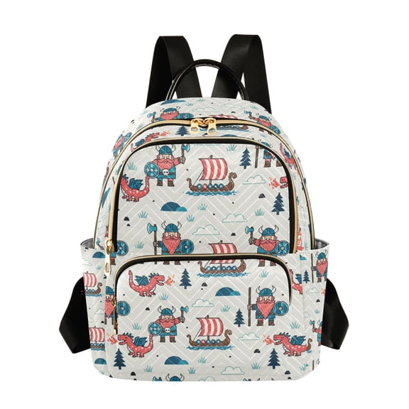 Cartoon Vikings and Dragon Fashion Backpack for Women Lightweight College Travel Casual Daypack