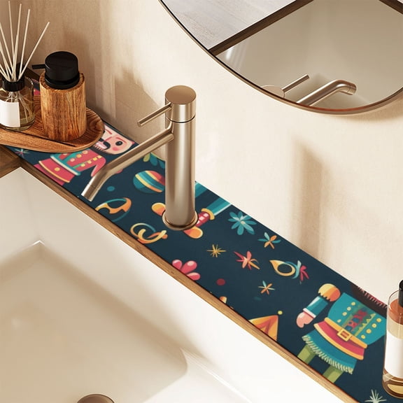 Cartoon Villain Sink Splash Guard Faucet 30x5.4in Drying Mat Drying Mat Absorbent Pad for Bathroom Kitchen 1PCS