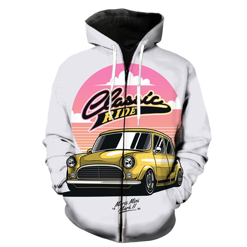 Cartoon Vintage Car Men's Zipper Hoodie 3D Print Cool Tops Spring ...