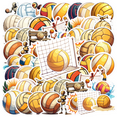 thumbnail image 1 of Cartoon Volleyball Theme Stickers, Waterproof Volleyball Theme Sticker for Water Bottle Laptop Phone Cases Planner Skateboard Luggage Helmet Party Favor Decor, Ideal for Adults Teens Teacher Rewards, 1 of 9