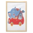 thumbnail image 1 of Cartoon Wall Art with Frame, Watercolor Sketch of Young Blushed and Hare in Small Car Friend Travel, Printed Fabric Poster for Bathroom Living Room, 23" x 35", Blue Red White, by Ambesonne, 1 of 2