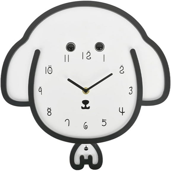 Wall Clock Moving Eyes & Tail Dog ,Ultra-Silent Cartoon Animal Decor, Unique Gift
