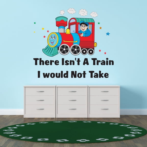 Cartoon Wall Decals for Boy's Bedroom - Happy Train with its Driver Wall Sticker Decal With Easy Installation Instructions Kid's Bedroom Wall Sticker - Size: 30 In x 27 In