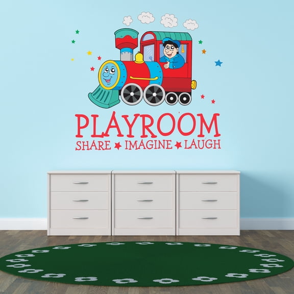 Cartoon Wall Decals for Boy's Bedroom - Kid Learning How to Drive Train Wall Sticker Decal With Easy Installation Instructions Kid's Bedroom Decal Wall Sticker - Size: 10 In x 9 In