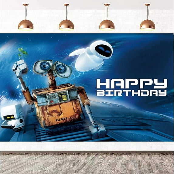Cartoon Walle Birthday Backdrop Banner Party Supplies Happy Birthday Party Decorations 83''×59''