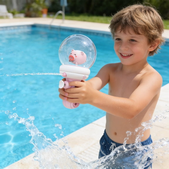 Cartoon Water Gun Toy with LED Lights for Kids, Light Up Squirt Blaster for Summer Outdoor Pool Beach Water Fights, Fun Gift for Boys and Girls