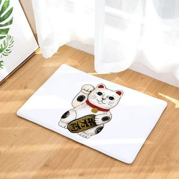 Cartoon Water-absorb Floor Bath Mat Cats Toilet Room Flannel Anti-slip Personalized Doormat 60*40cm