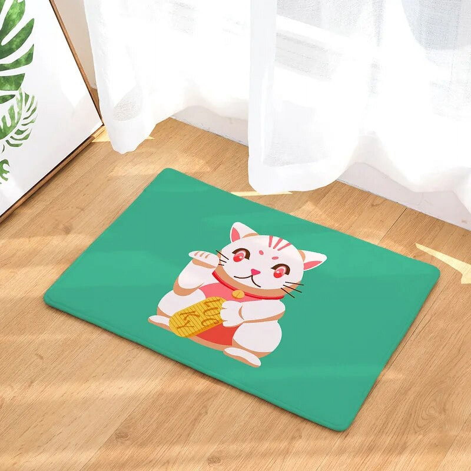 Cartoon Water-absorb Floor Bath Mat Cats Toilet Room Flannel Anti-slip ...