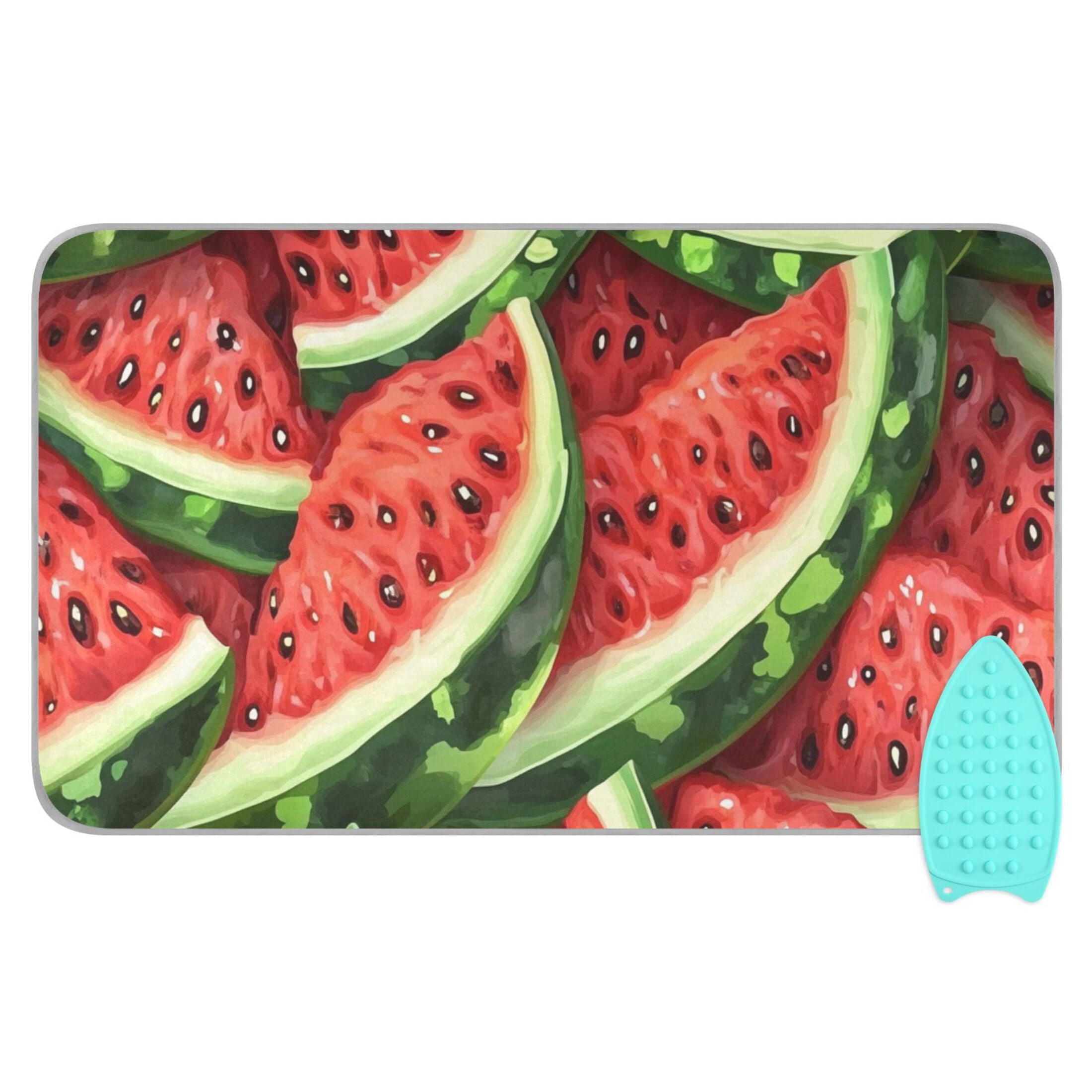 Cartoon Watermelon Pattern Ironing Mat Blanket for Table Top Travel Portable Ironing Board Pad 47.2x27.6 Inch