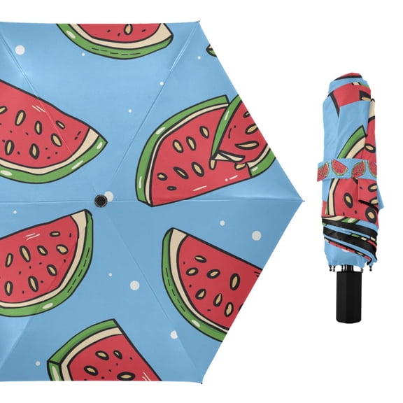 Cartoon Watermelon Slice Compact Sun Umbrella Windproof Travel Umbrellas for Rain Strong Portable UV Protection