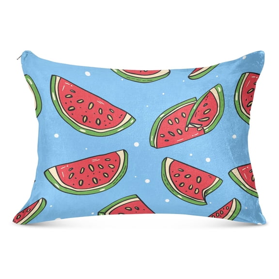 Cartoon Watermelon Slice Plush Pillow Cases Standard Size Ultra Soft Warm Pillowcases with Zipper 20"x26"