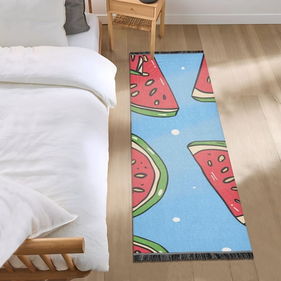 Cartoon Watermelon Slice Runner Area Rug 2x6 Soft Non-Slip Washable Bedside Carpet for Hallway Bedroom Living Room Home Decor