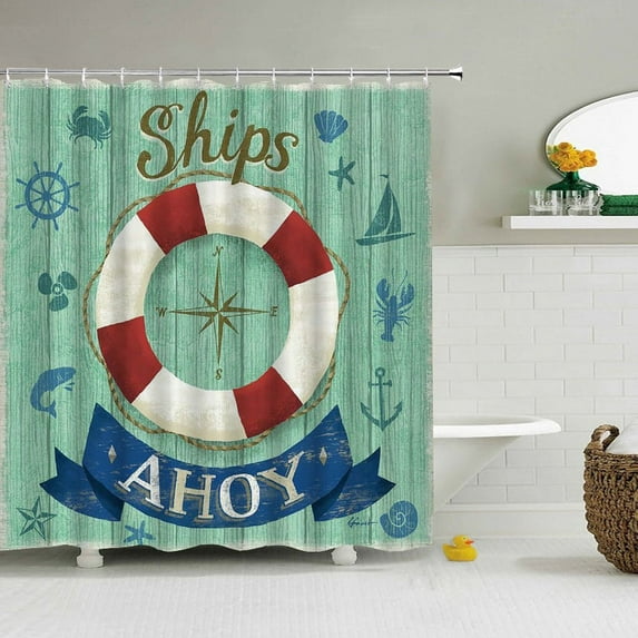 Cartoon Waves Boat Boy 3d Shower Curtains Bathroom Waterproof Bathroom Curtains Polyester Fabric Printed Bath Screen Mat