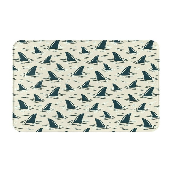 Cartoon Wavy Shark Fin Door Mat for Indoor, Welcome Door Mats Front Entrance Rug, Non-Slip Bathroom kitchen Rugs for Inside Floor, Small Rug Dog Door Mat 20X31.5 Inch