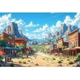thumbnail image 1 of Cartoon Western Town Backdrop Photography West Cowboy City Town Background Old Farmhouse Countryside Wild West Photo Background for Kids Boys Adults Birthday Travel Photo Props Video, 1 of 5