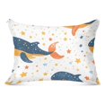 Cartoon Whales Colorful Stars Plush Pillowcase Pillow Slip Bolster Case
